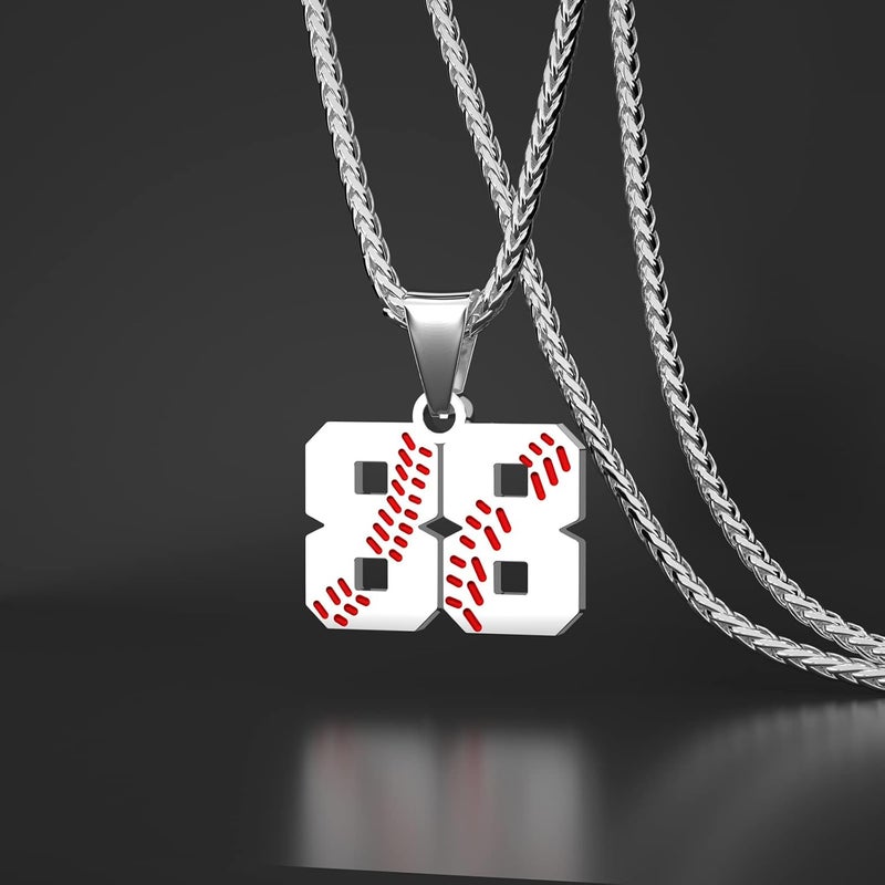 Wikavanli Personalized Baseball Jersey Number 00-99 Necklace - Stainless Steel Baseball Chain Pendant Necklace - Team Jewelry Gift for Boys, Girls, Men, Women - Image 2
